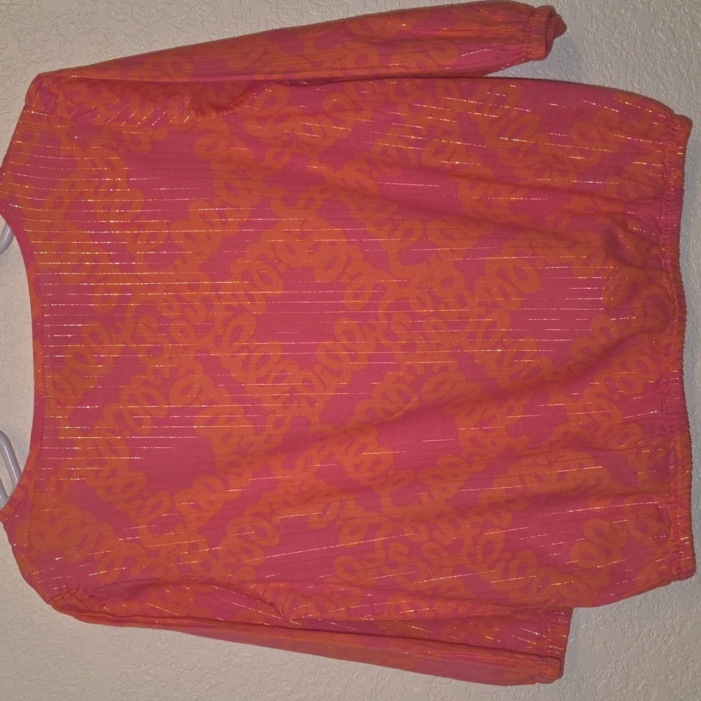 Lilly Pulitzer Pink and Orange With A Gold Sparks Kids Fancy Blouse - Picture 3 of 8